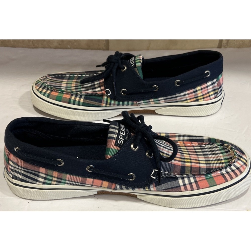 Men's Sperry 2 Eye Madras Plaid Boat Shoes‎ Mens 11.5 STS22097 Excellent!